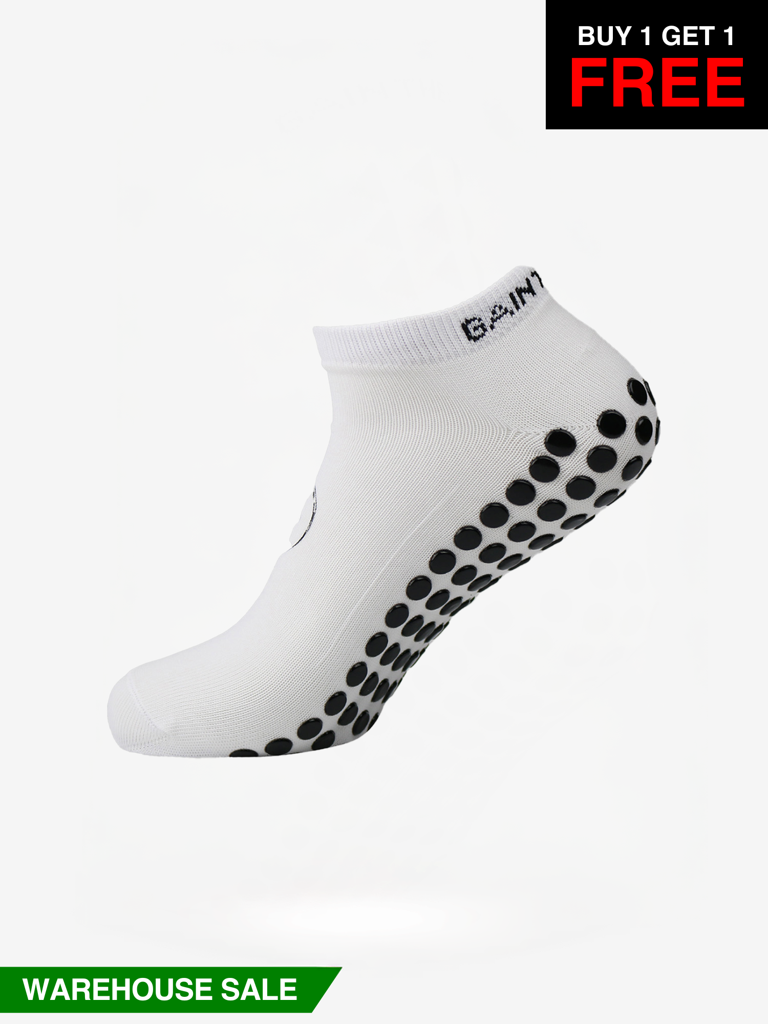 Ankle Grip Socks - White - WAREHOUSE SALE BUY 1 GET 1 FREE