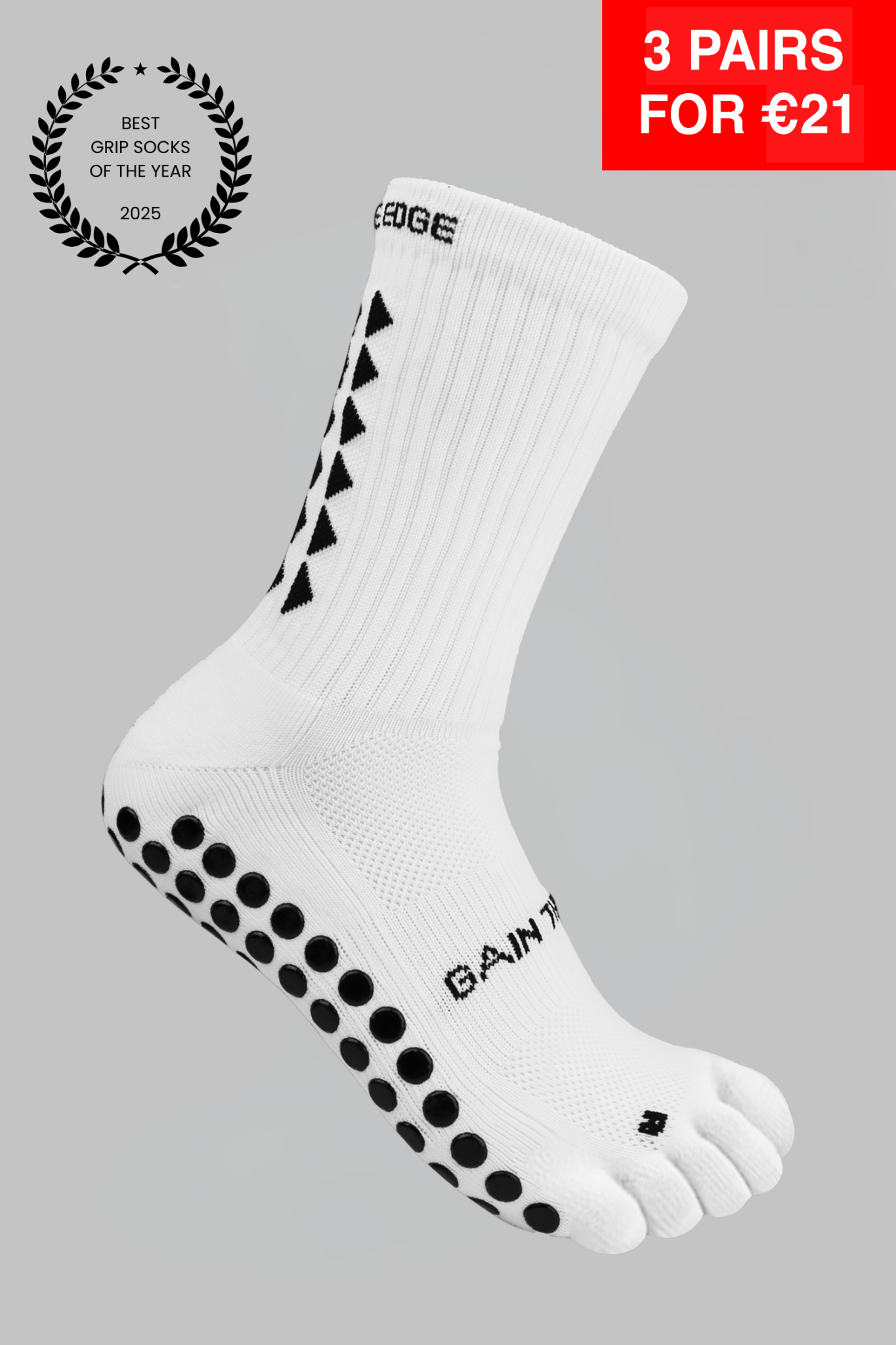 BAREFOOT GRIP SOCKS 3.0 MidCalf Length - White - Gain The Edge EU