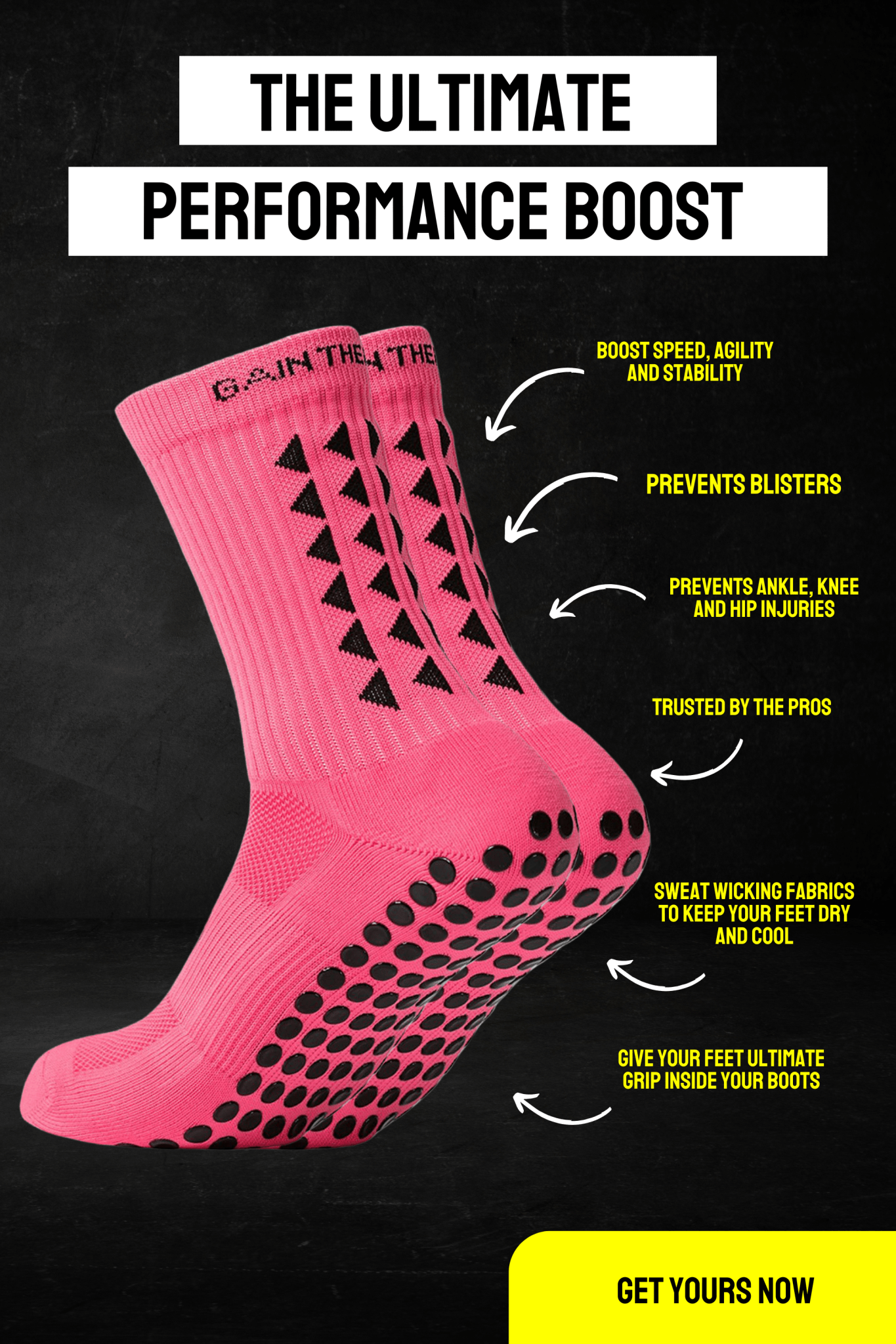 GRIP SOCKS 2.0 MidCalf Length - Pink - Gain The Edge EU