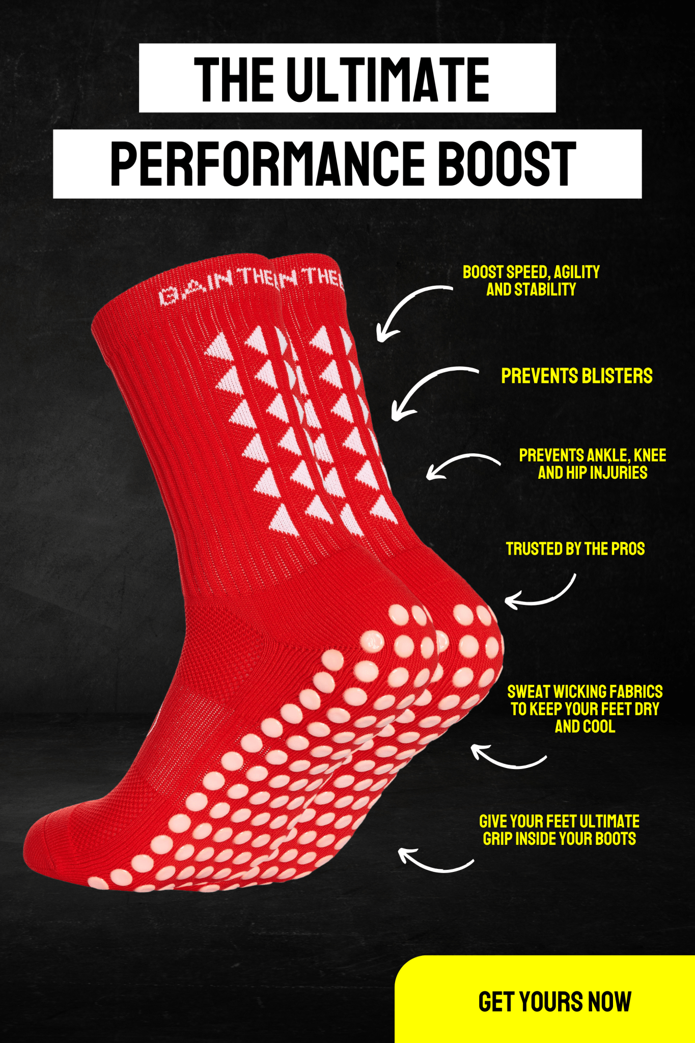 GRIP SOCKS 2.0 MidCalf Length - Red - Gain The Edge EU