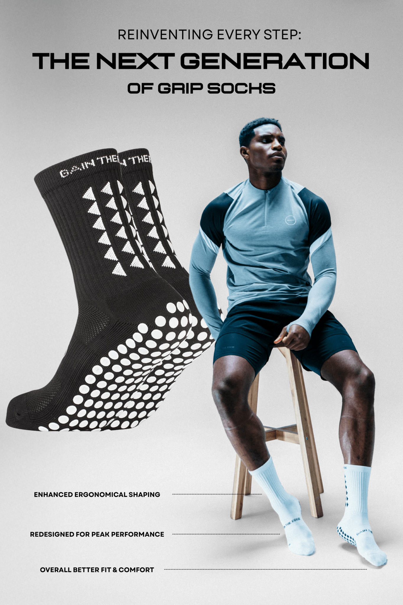 GRIP SOCKS 3.0 MidCalf Length - Black - Gain The Edge EU