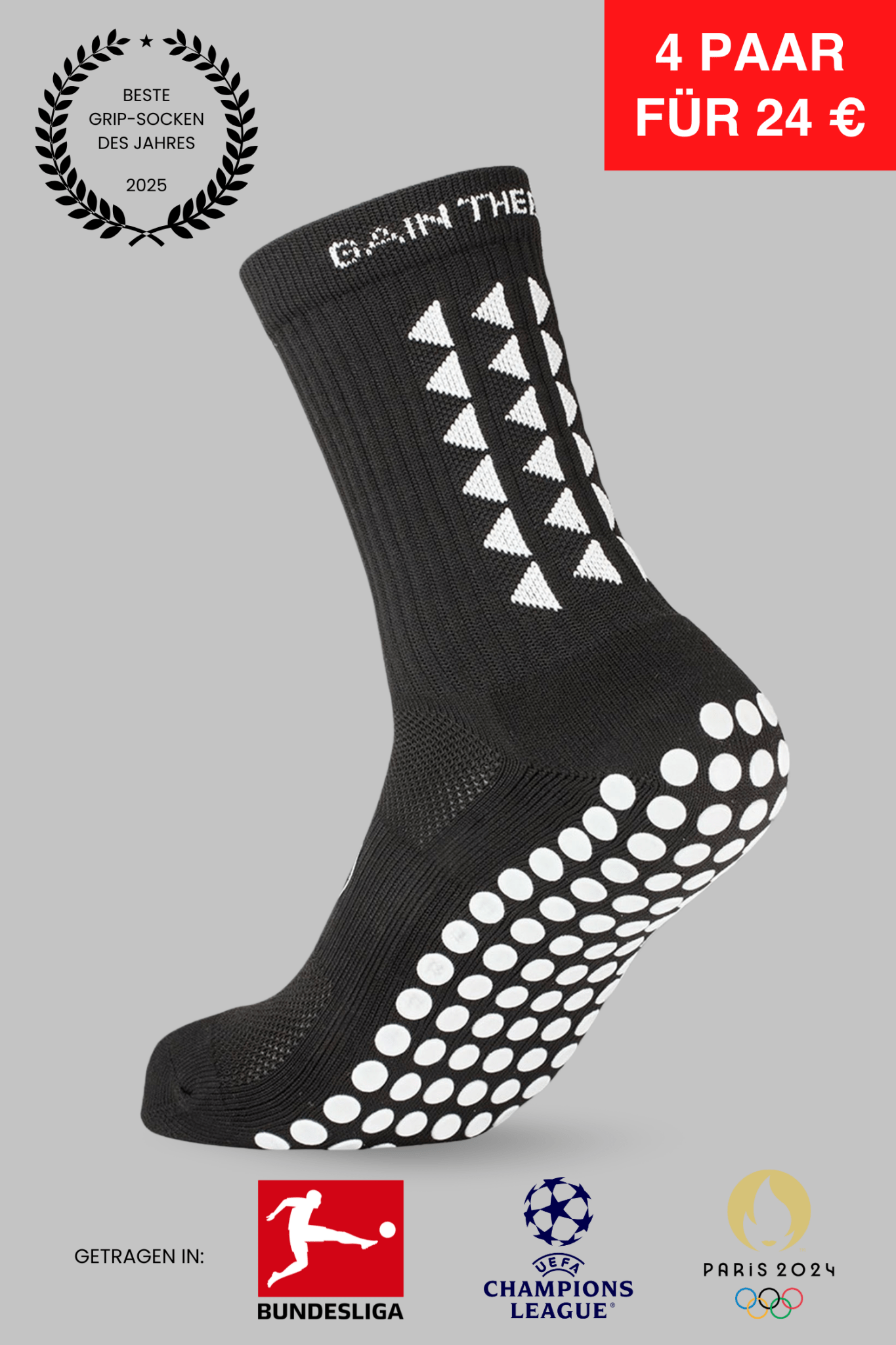 GRIP SOCKS 3.0 MidCalf Length - Black - GERMANY - Gain The Edge EU