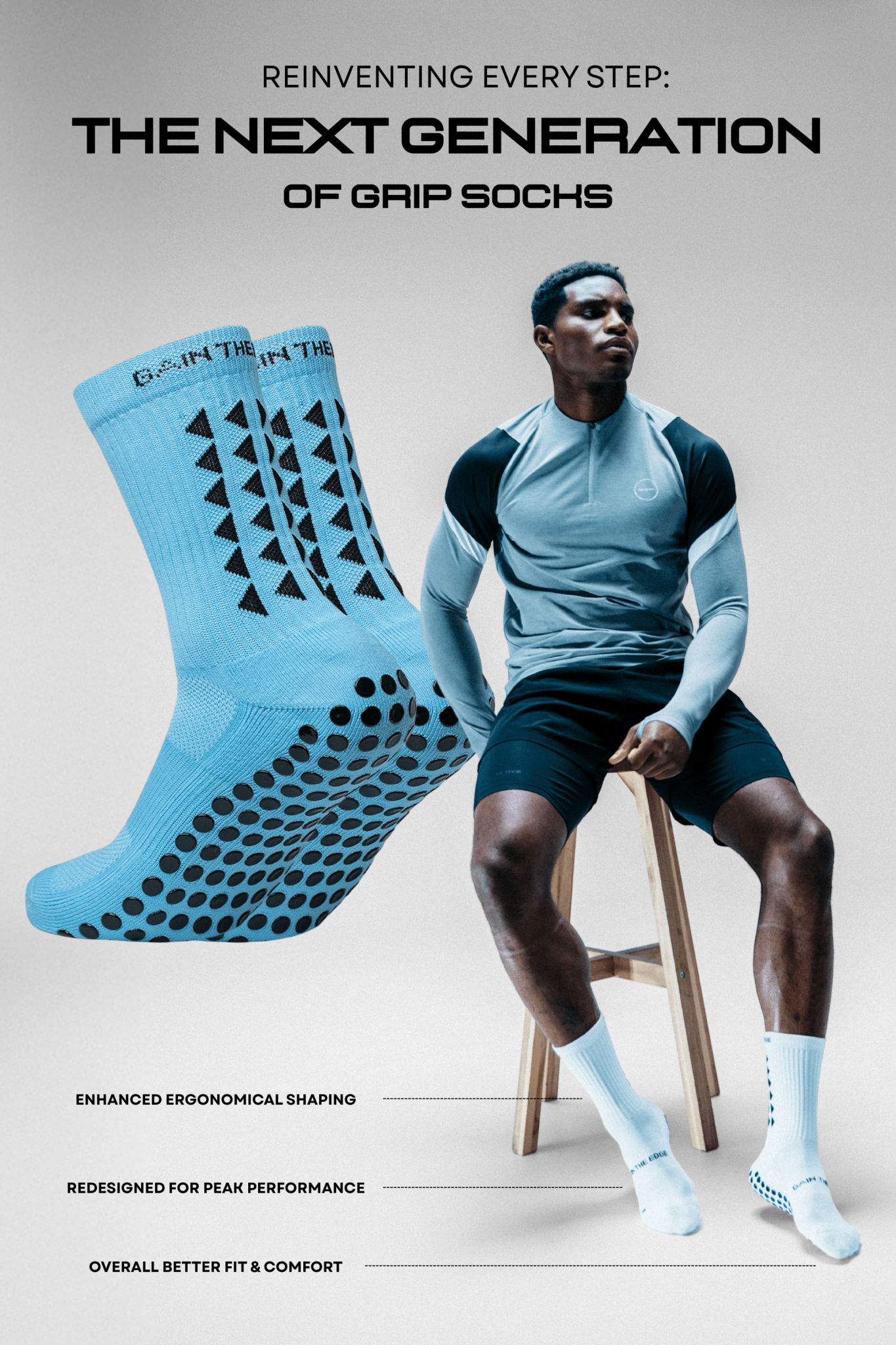 GRIP SOCKS 3.0 MidCalf Length - Light Blue - Gain The Edge EU