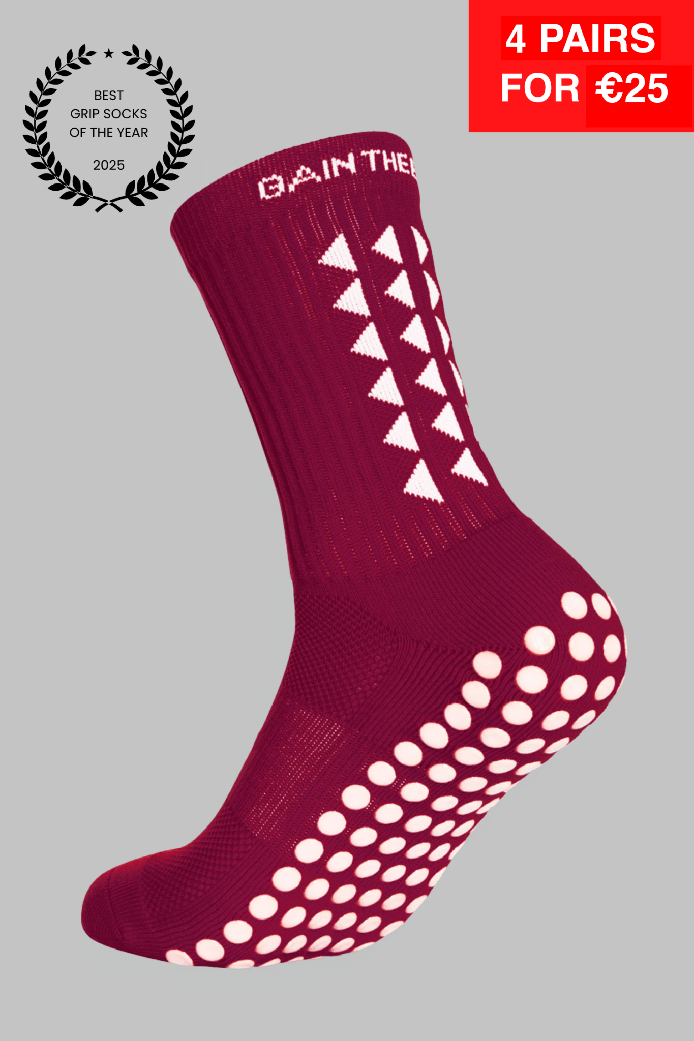 GRIP SOCKS 3.0 MidCalf Length - Maroon - Gain The Edge EU