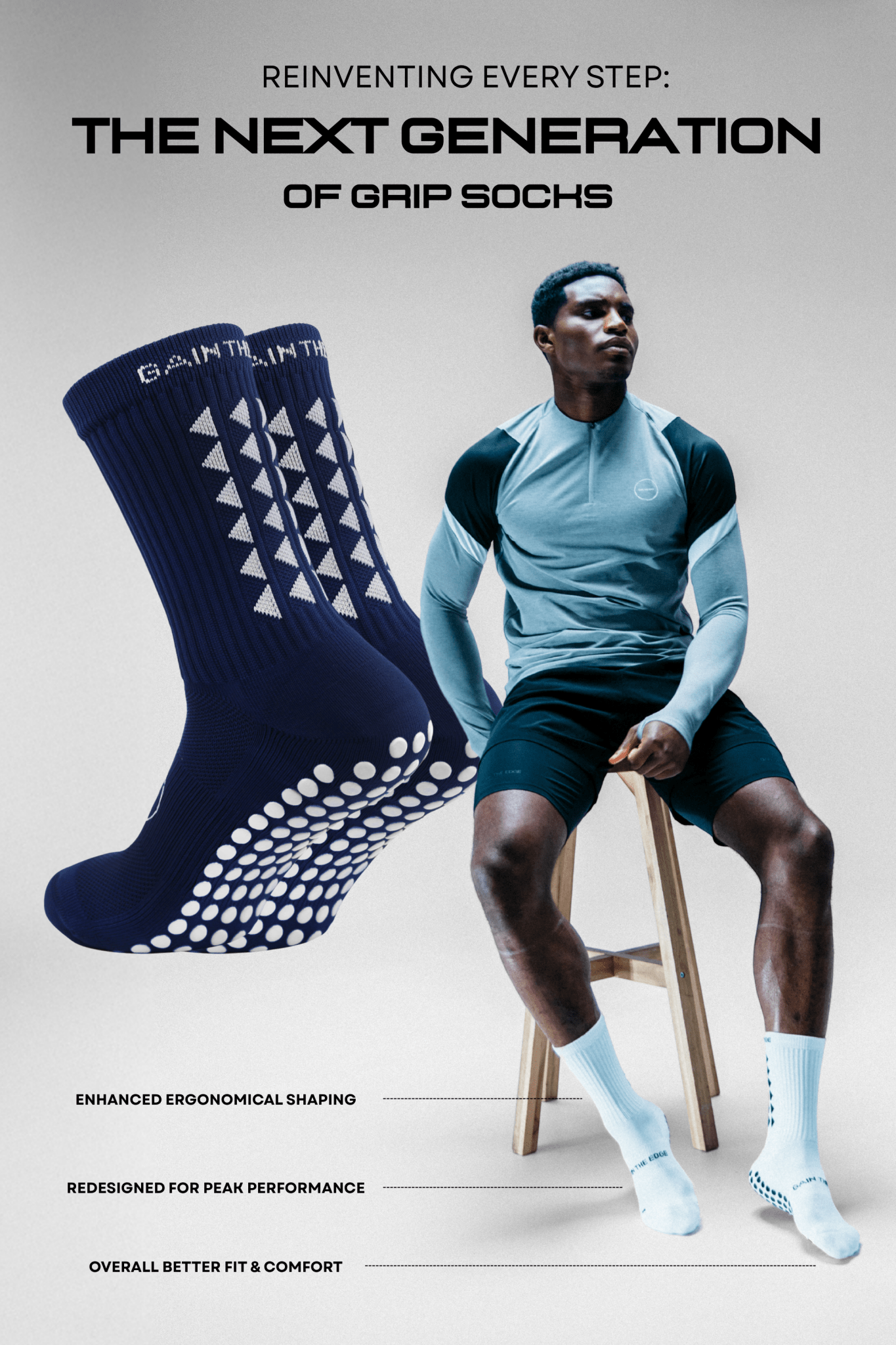 GRIP SOCKS 3.0 MidCalf Length - Navy Blue - Gain The Edge EU