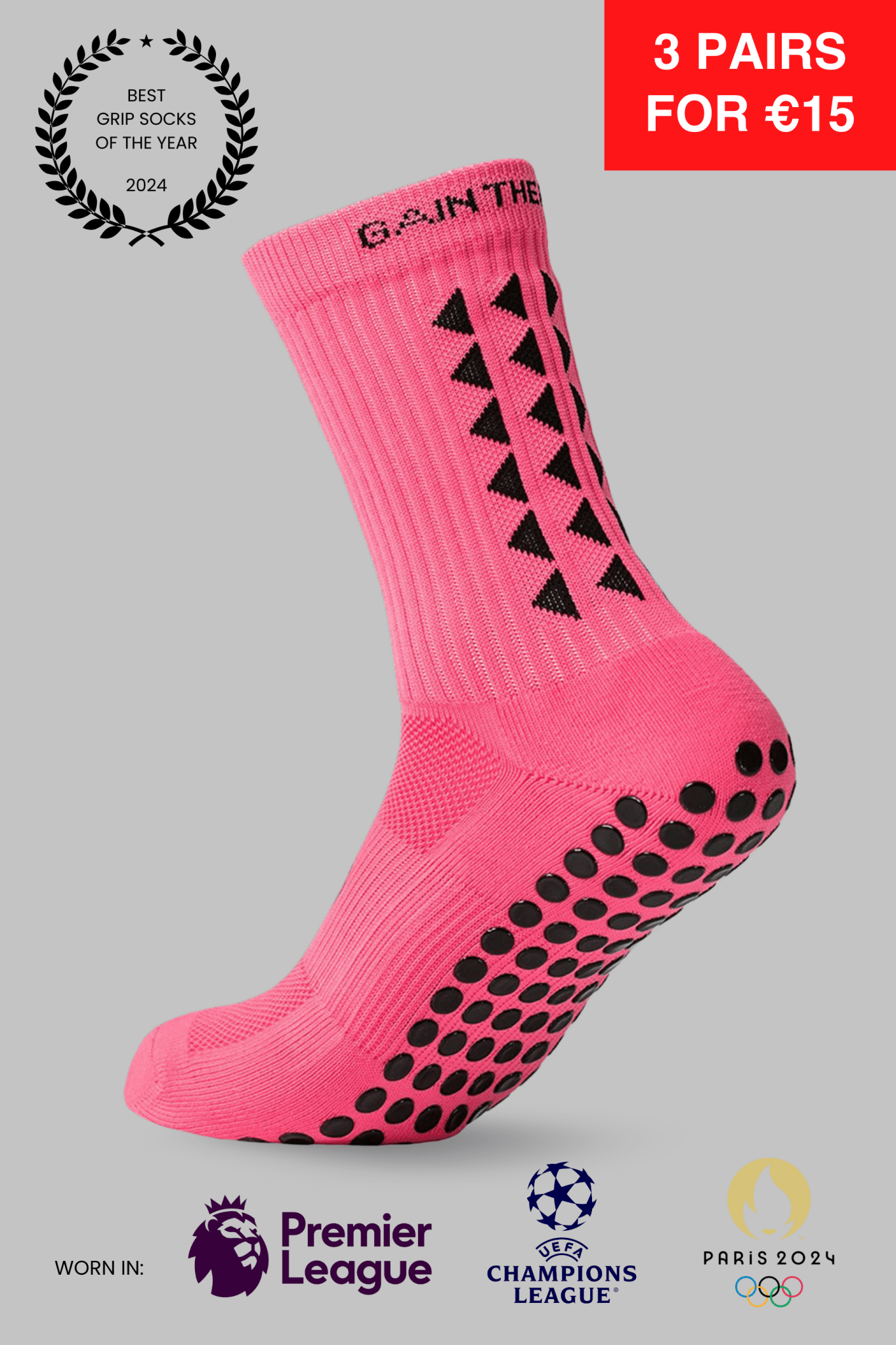 GRIP SOCKS 3.0 MidCalf Length - Pink - Gain The Edge EU