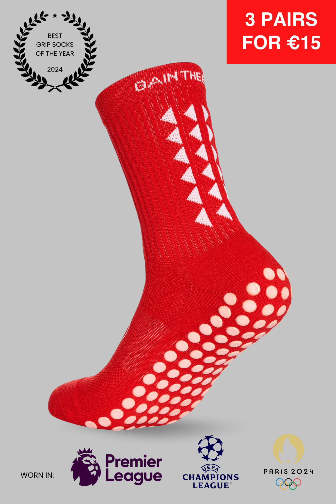 GRIP SOCKS 3.0 MidCalf Length - Red - Gain The Edge EU