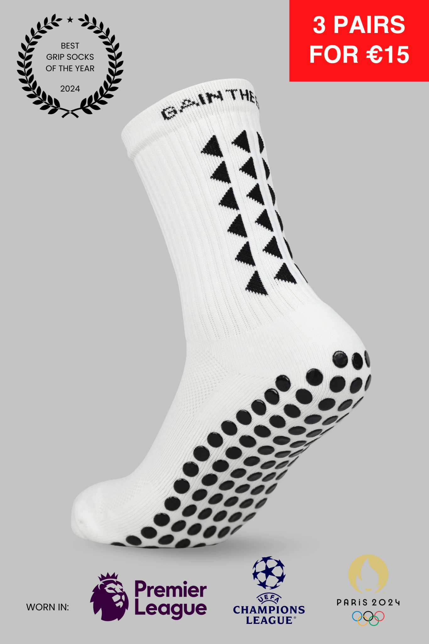 GRIP SOCKS 3.0 MidCalf Length - White - Gain The Edge EU