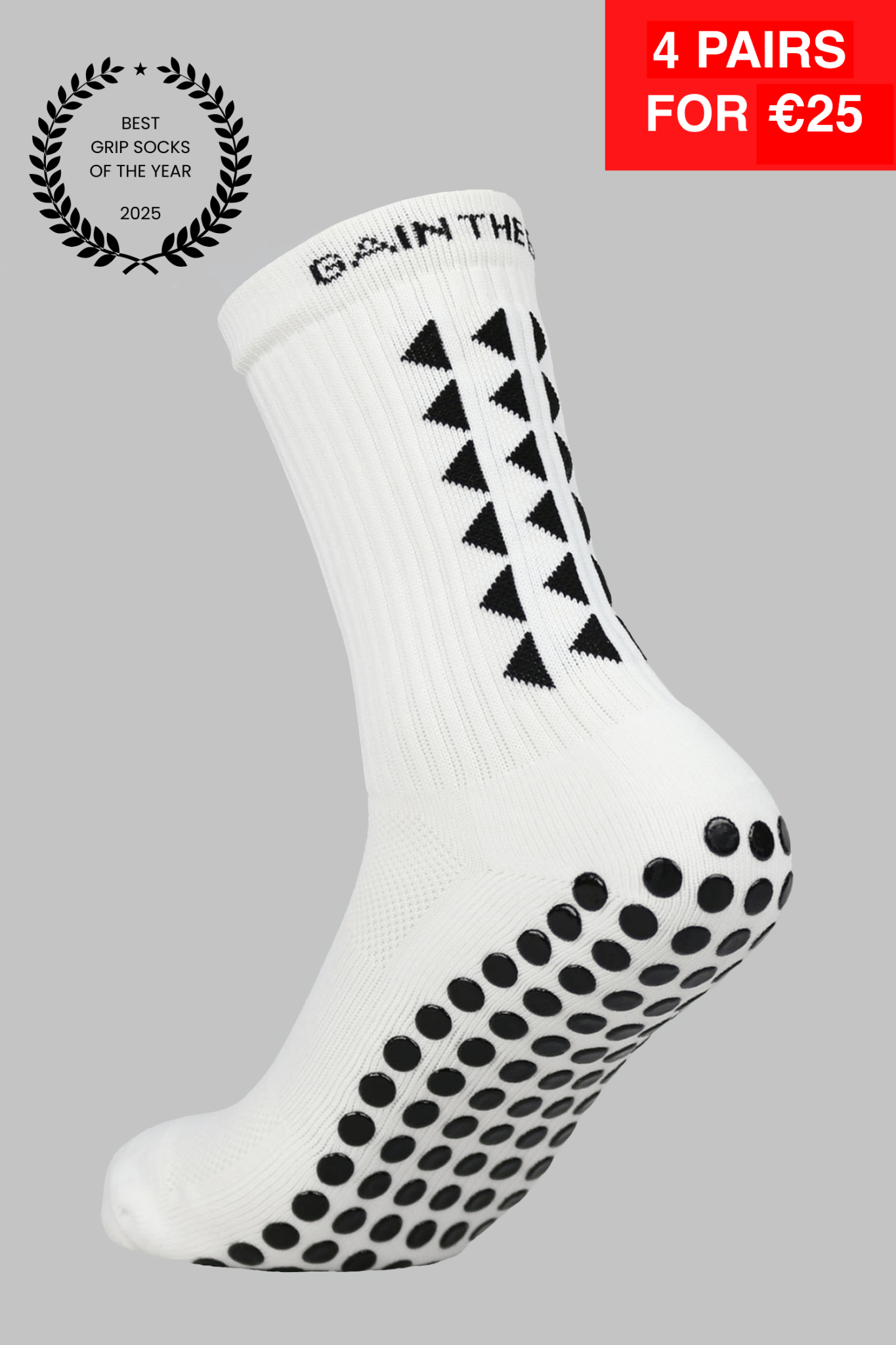 GRIP SOCKS 3.0 MidCalf Length - White - Gain The Edge EU