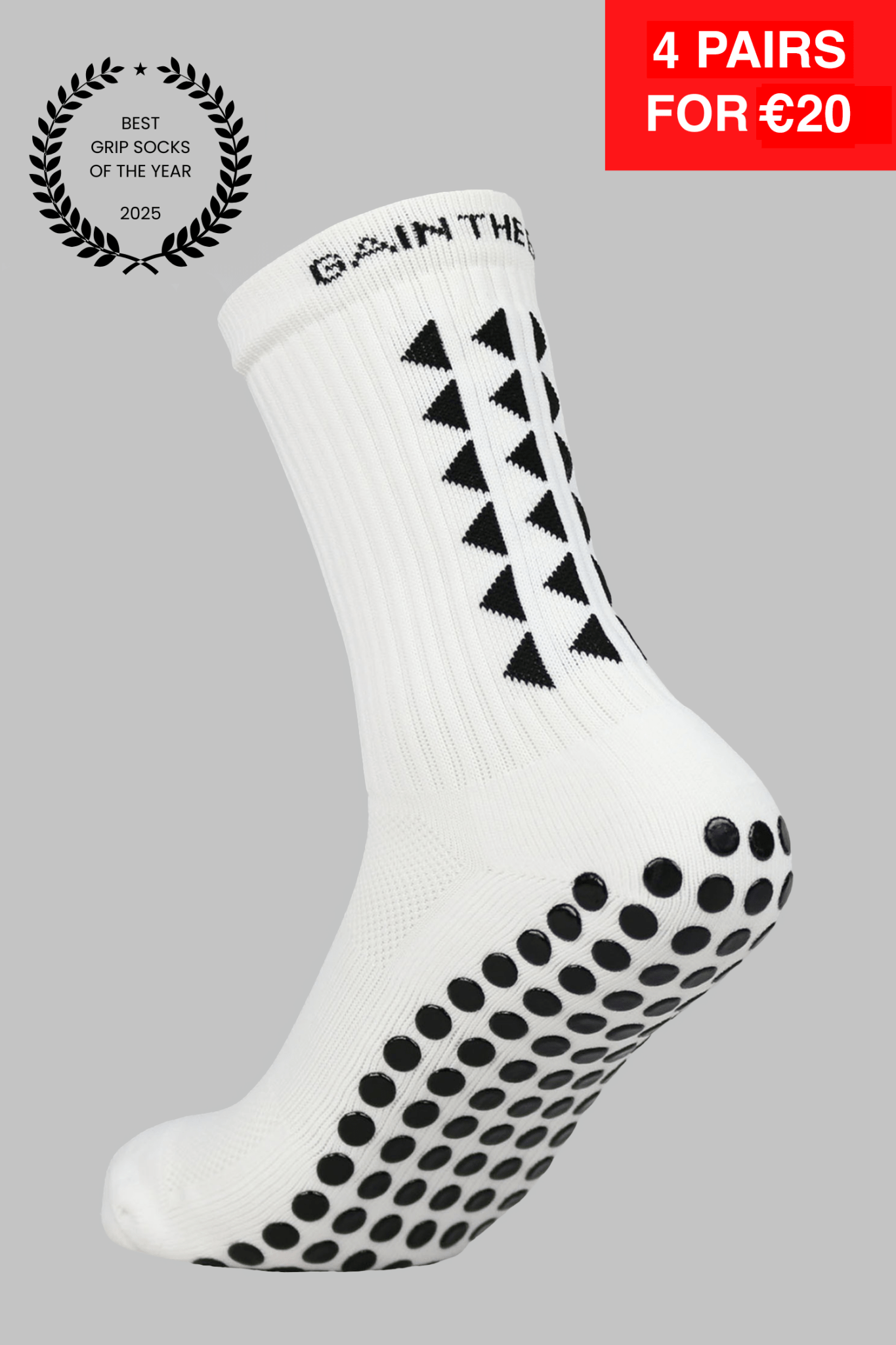 GRIP SOCKS 3.0 MidCalf Length - White - Gain The Edge EU