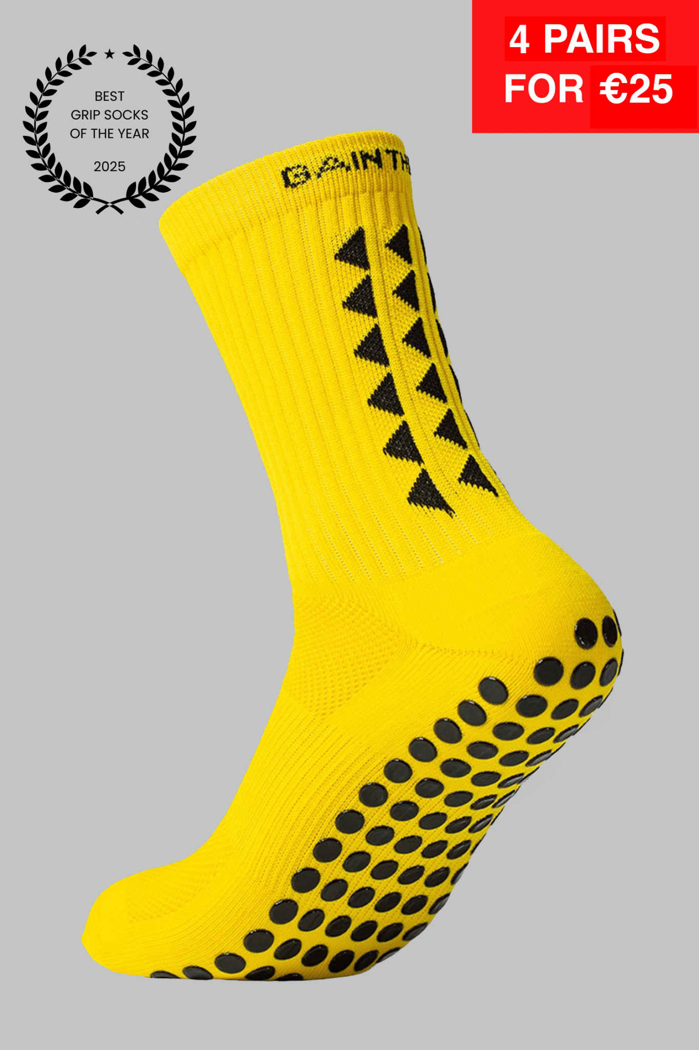 GRIP SOCKS 3.0 MidCalf Length - Yellow - Gain The Edge EU