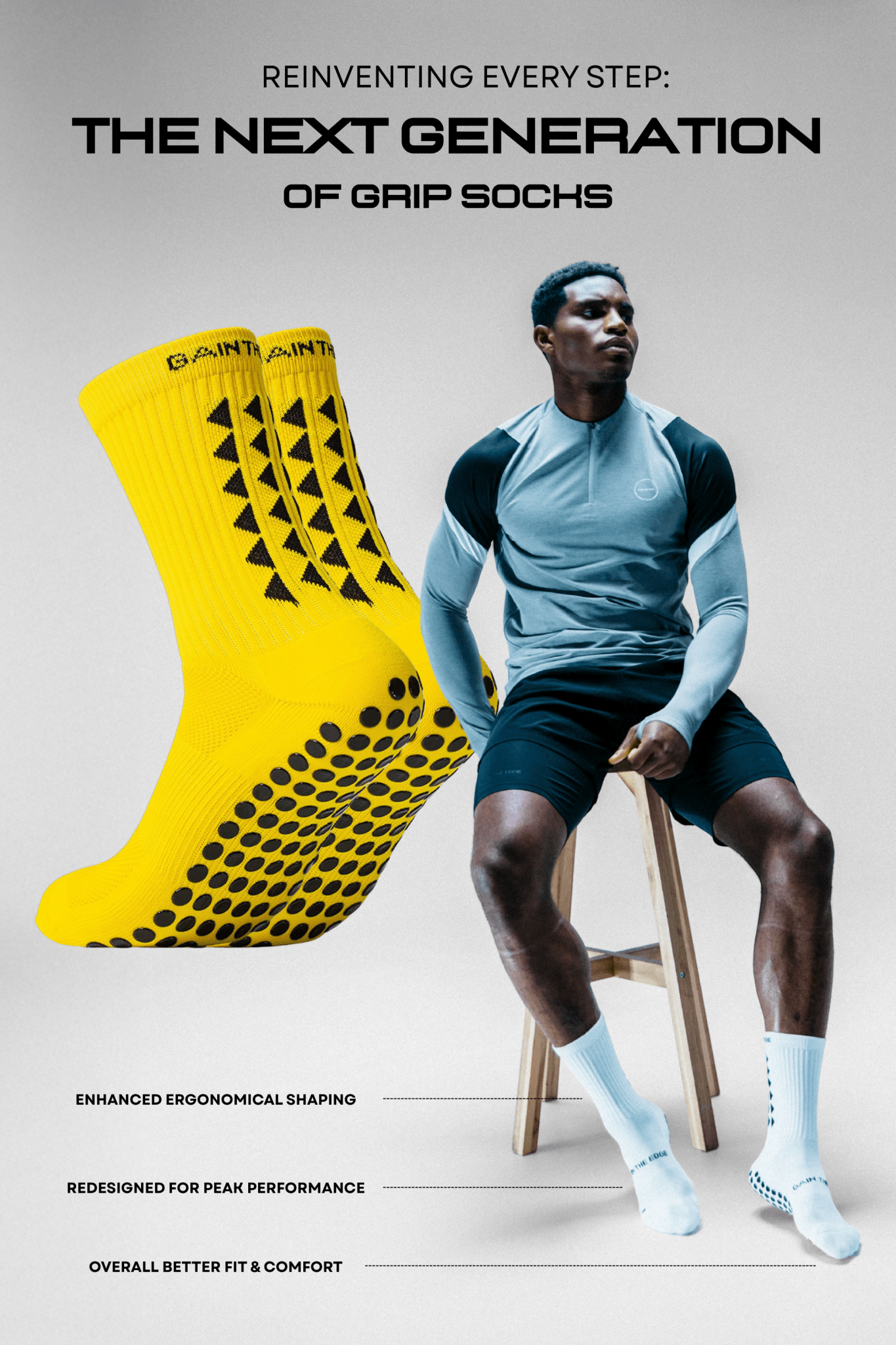 GRIP SOCKS 3.0 MidCalf Length - Yellow - Gain The Edge EU