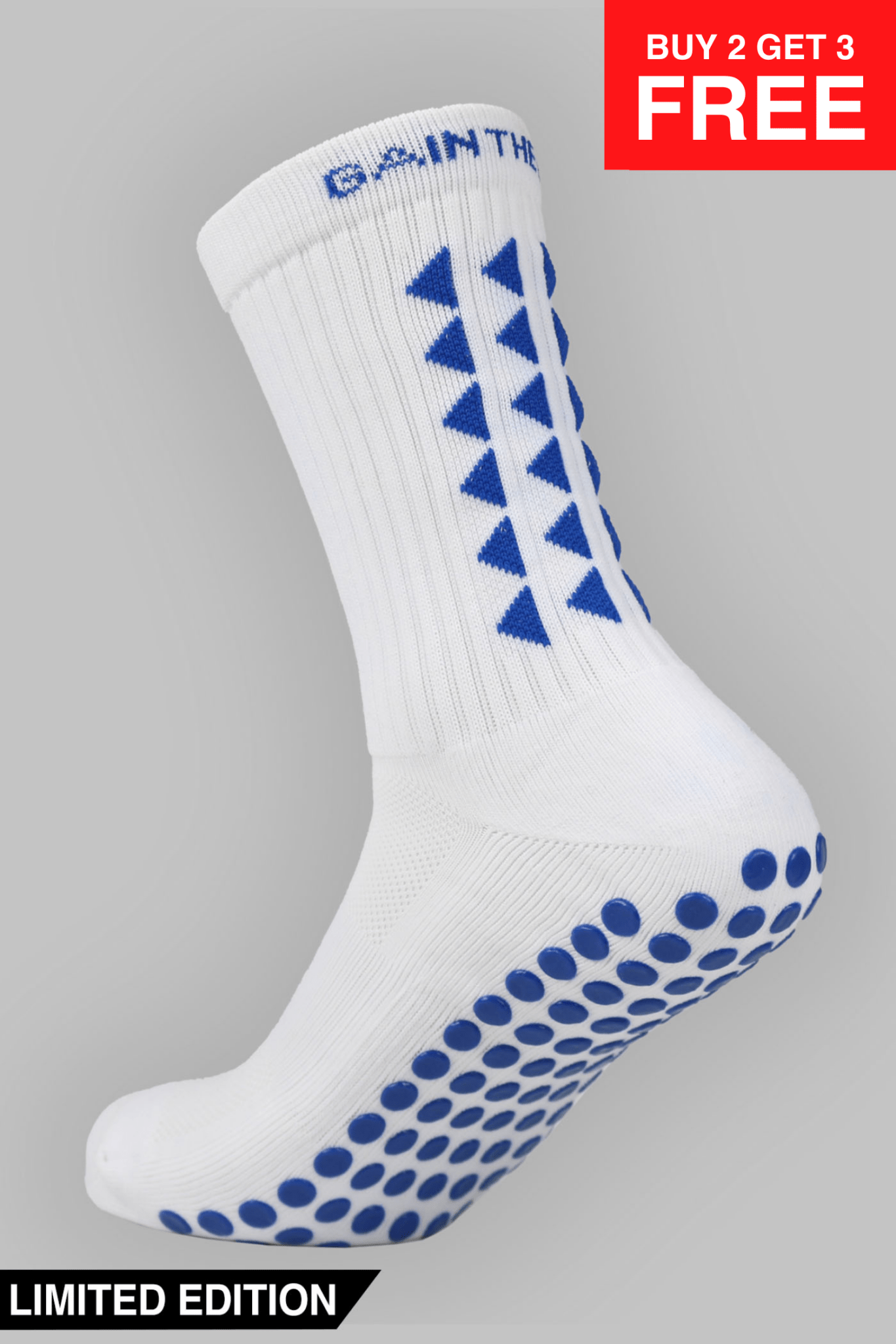 LIMITED EDITION GRIP SOCKS 2.0 - White & Blue - Gain The Edge EU