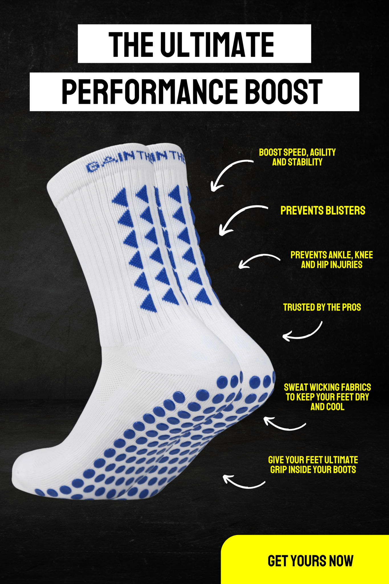 LIMITED EDITION GRIP SOCKS 2.0 - White & Blue - Gain The Edge EU