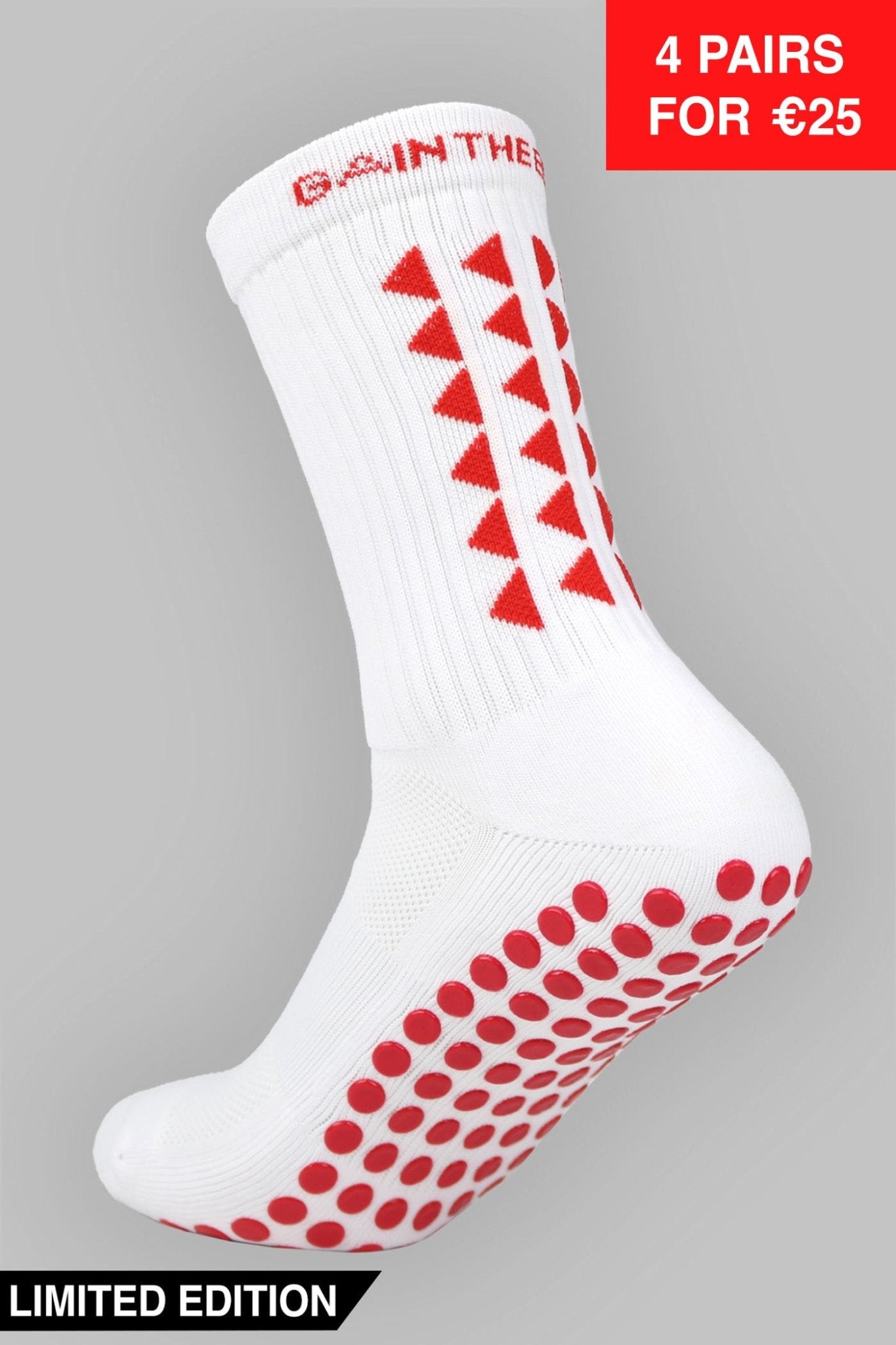 LIMITED EDITION GRIP SOCKS 2.0 - White & Red - Gain The Edge EU