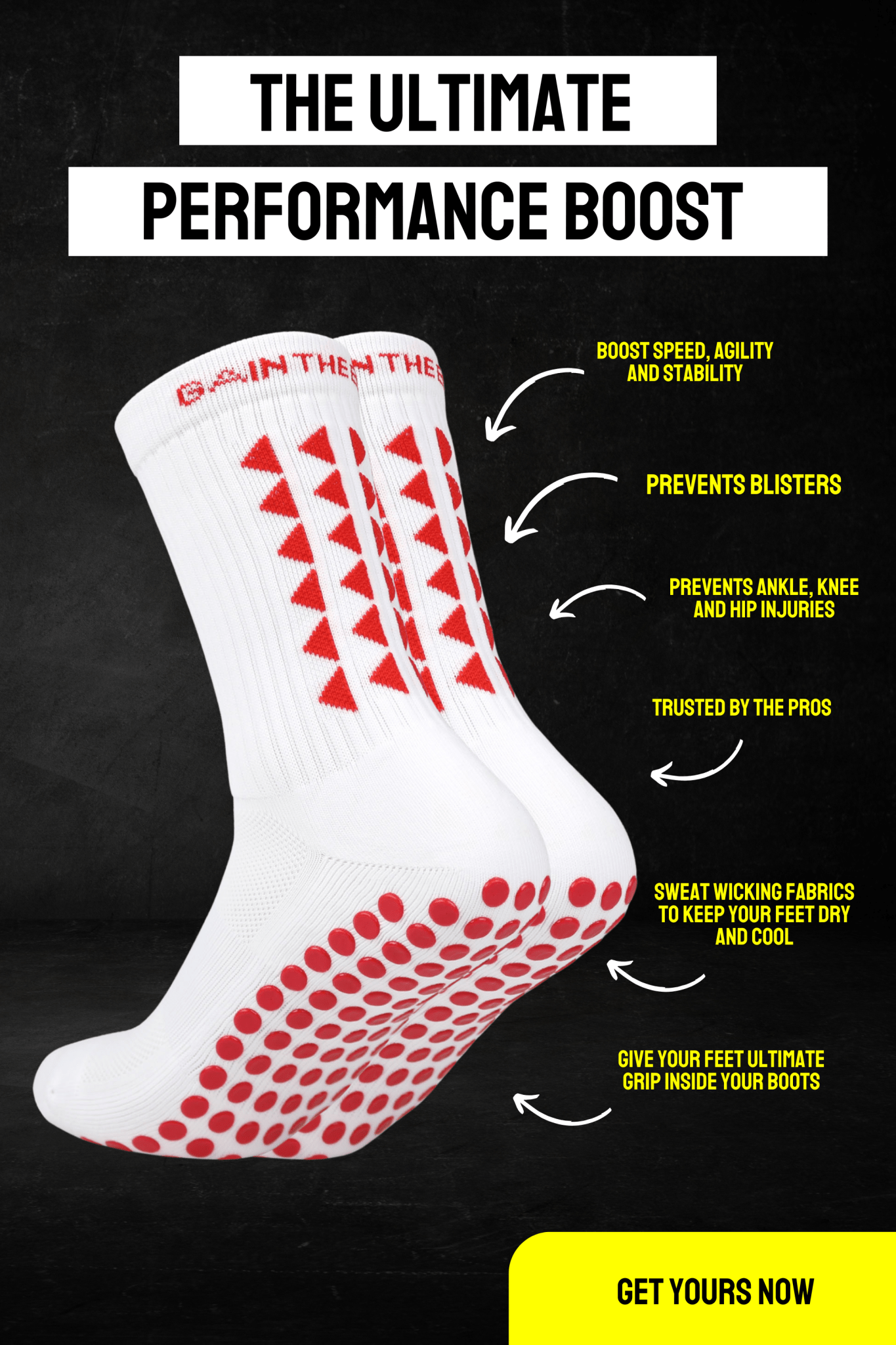 LIMITED EDITION GRIP SOCKS 2.0 - White & Red - Gain The Edge EU