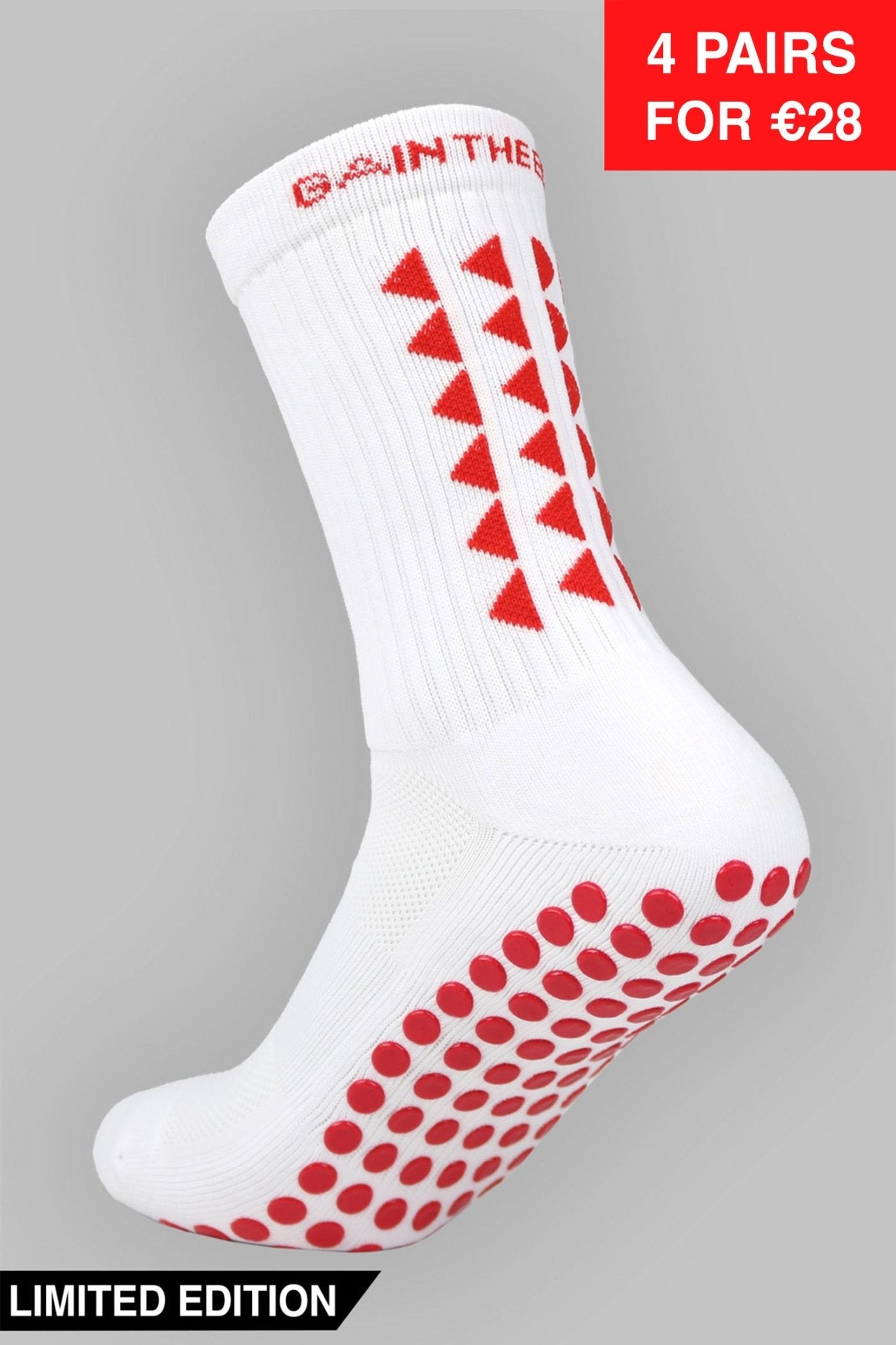 LIMITED EDITION GRIP SOCKS 2.0 - White & Red - Gain The Edge EU