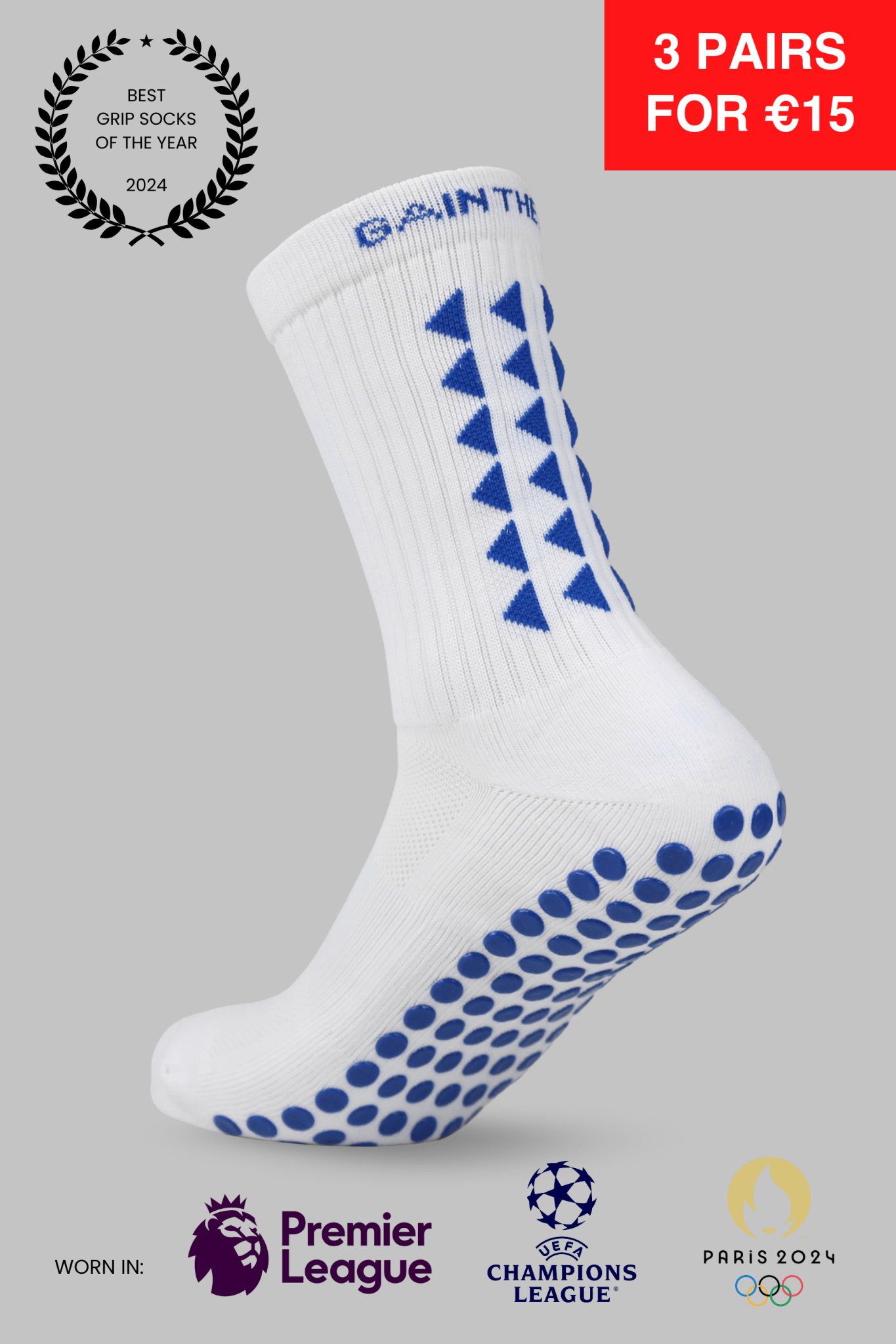 LIMITED EDITION GRIP SOCKS 3.0 - White & Blue - Gain The Edge EU