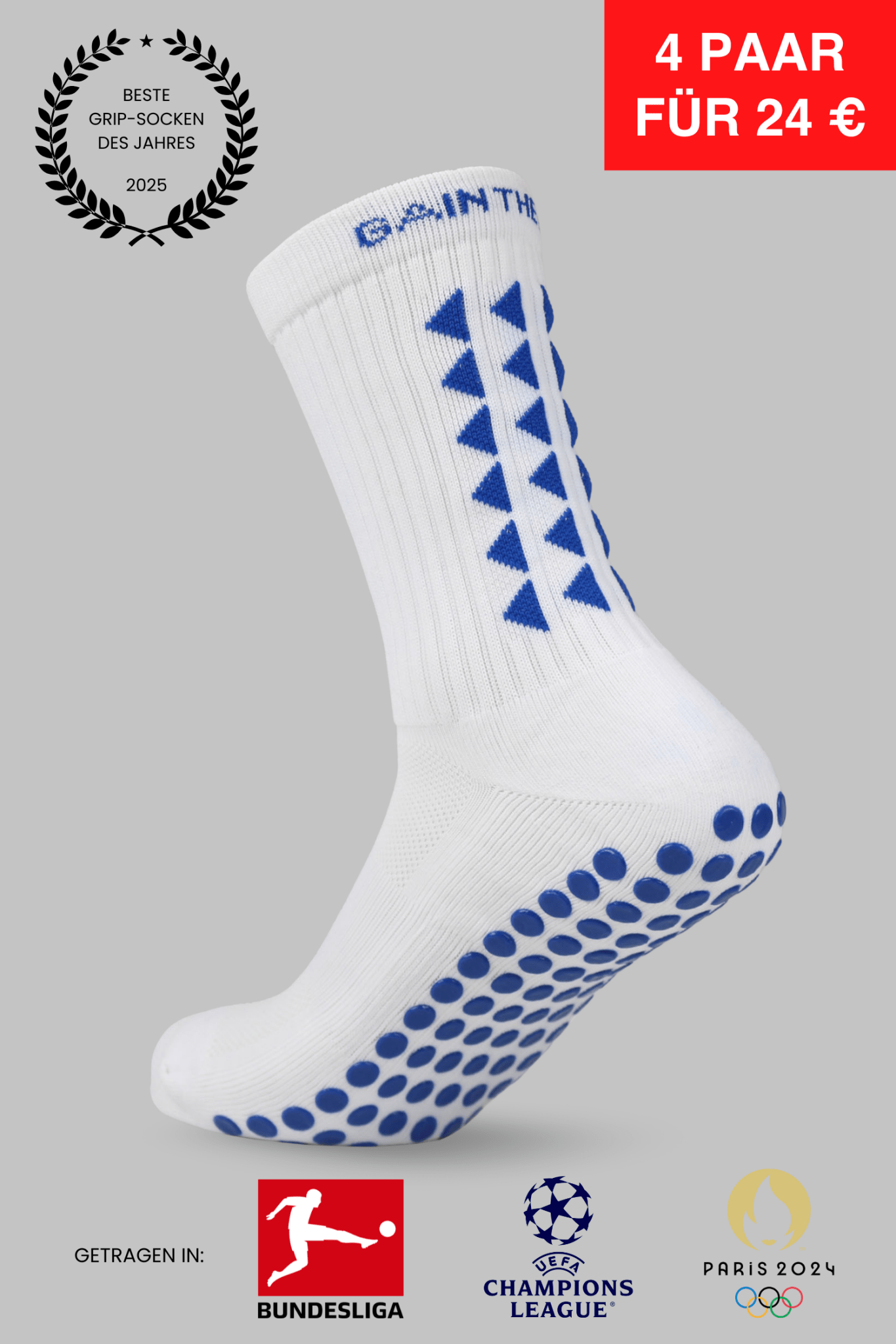 LIMITED EDITION GRIP SOCKS 3.0 - White & Blue - GERMANY - Gain The Edge EU