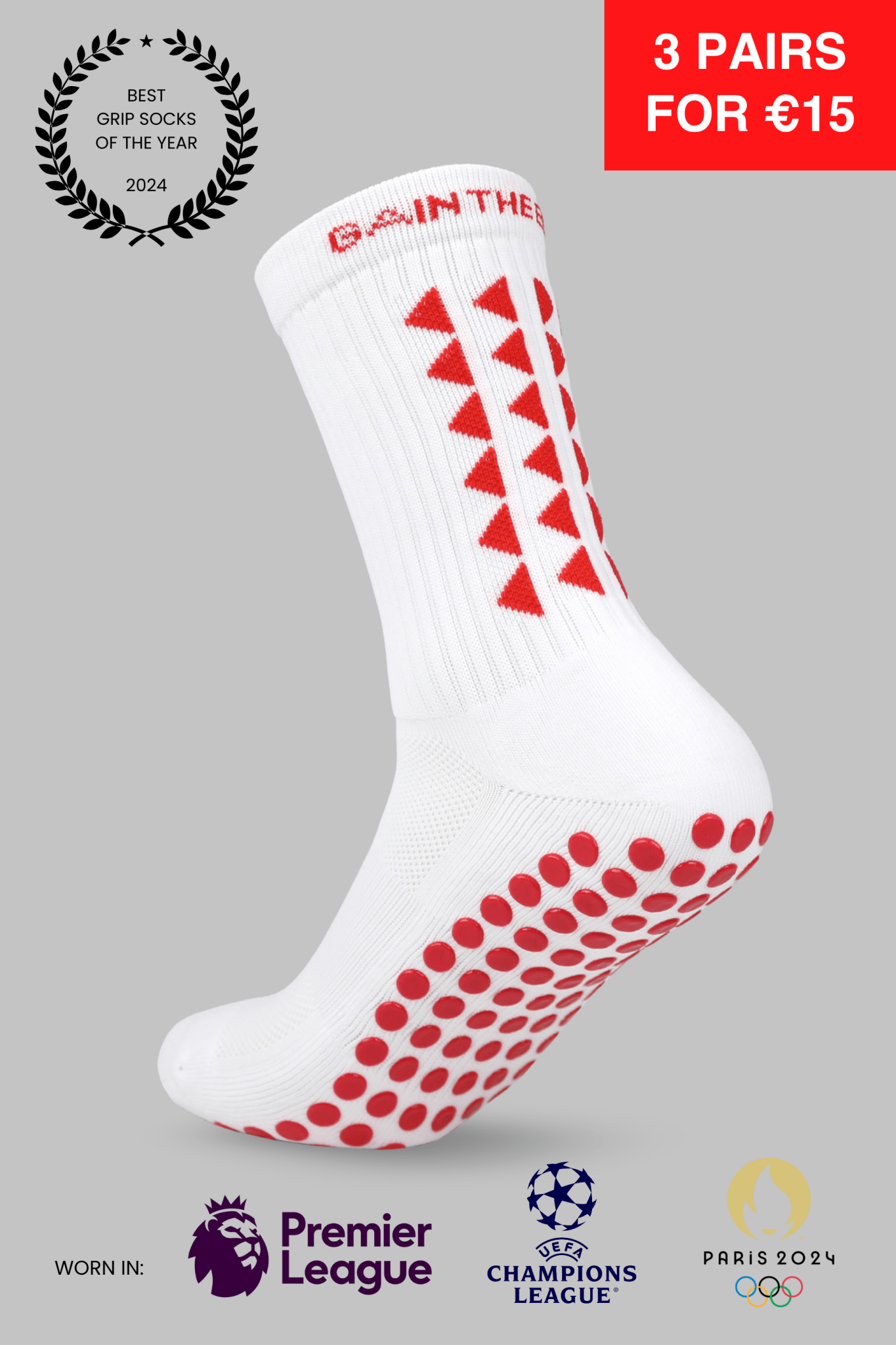 LIMITED EDITION GRIP SOCKS 3.0 - White & Red - Gain The Edge EU