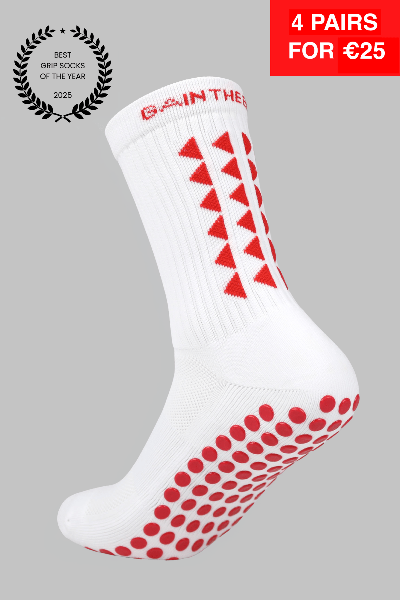 LIMITED EDITION GRIP SOCKS 3.0 - White & Red - Gain The Edge EU