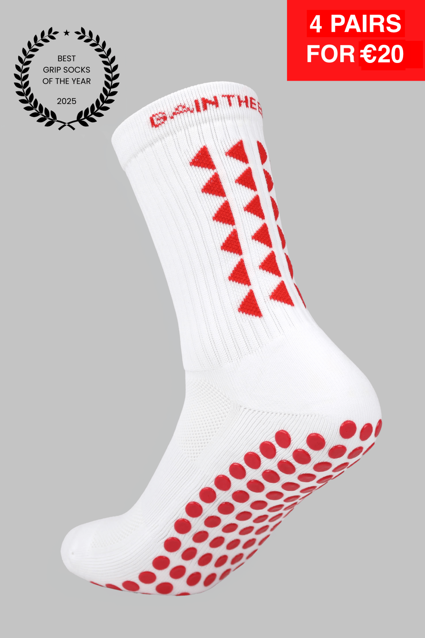LIMITED EDITION GRIP SOCKS 3.0 - White & Red - Gain The Edge EU