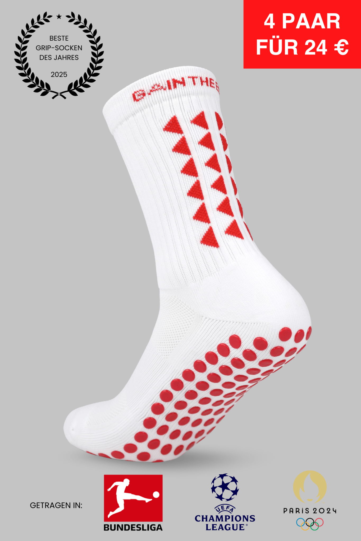 LIMITED EDITION GRIP SOCKS 3.0 - White & Red - GERMANY - Gain The Edge EU