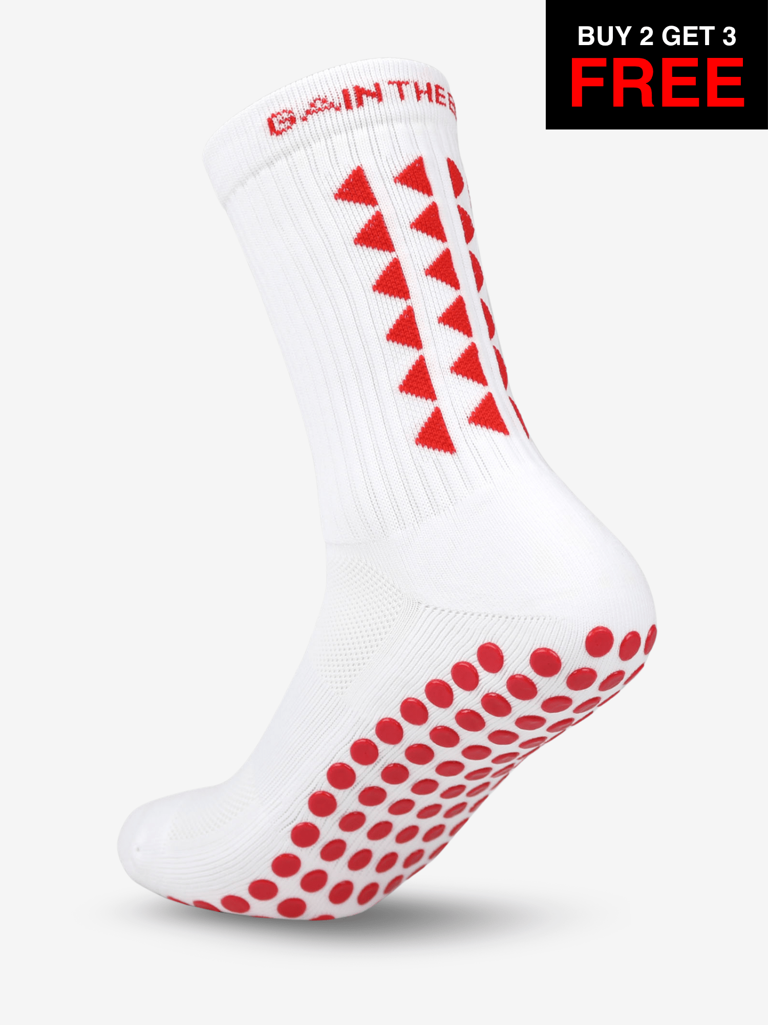 LIMITED EDITION GRIP SOCKS 3.0 - White & Red - SALE BUY 2 GET 3 FREE - Gain The Edge EU